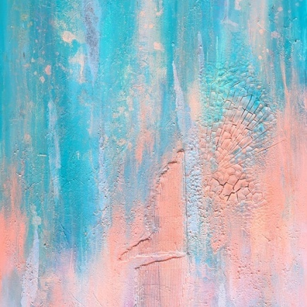 abstract in turquoise and pink abstraktes Bild in türkis und rosa mit Struktur in mixed media technik gemalt von Veronika Hieronymus in acryl