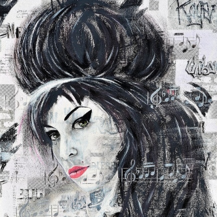 Amy Winehouse gemalt in Mixed Media von Veronika Hieronymus