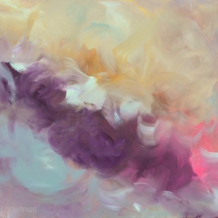 abstrakt in Farbverlauftechnik in violett pink weiß elfenbein sand hellgrau von Veronika Hieronymus
