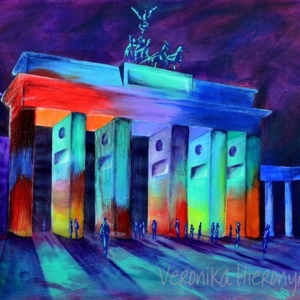 Festival of lights in Berlin Abstraktes Bild gemalt in Mixed Media Technik von der Künstlerin aus Bestensee Veronika Hieronymus