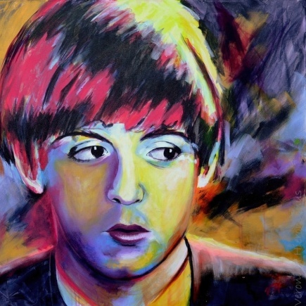 Paul McCartney gemalt von Veronika Hieronymus in Acryl im Popart stil Porträt Format 90 x 90 Künstlerin aus Bestenmsee