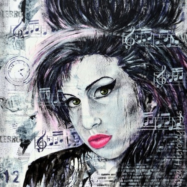Veronika Hieronymus Amy Winehouse gemalt in Mixed Media von Veronika Hieronymus