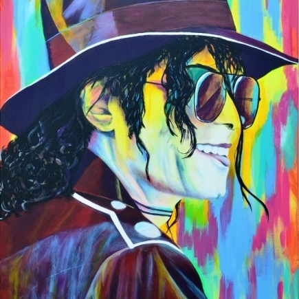 Michael Jackson gemalt in Acryl von Veronika Hieronymus Künstlerin aus Bestensee im Pop Art Stil Format 80 x 100 Porträt